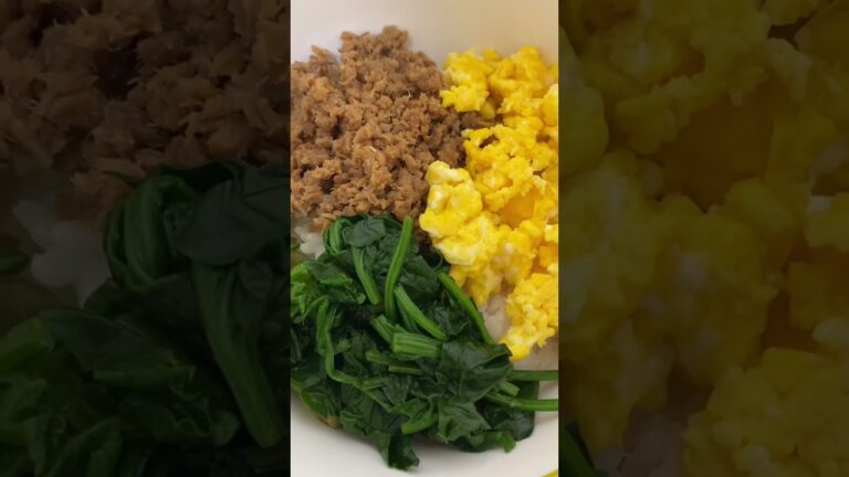 3色丼(マグロフレーク.たまご.ほうれん草)#shorts