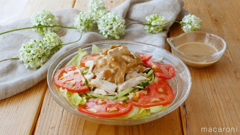 【バンバンジーサラダ】ささみはレンチンで簡単！ごまの風味がたまらない♪｜macaroni（マカロニ）