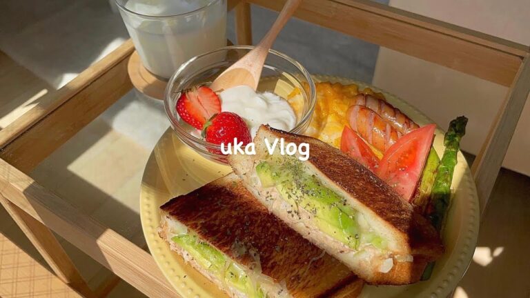(Vlog)一人暮らしの自炊🥑home cafe『ツナメルト』🥪リメイク料理『和風ツナパスタワンプレートごはん』Cooking for living alone