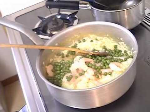 小海老とグリーンピースのリゾットの作ってみた。