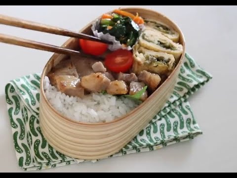 [お弁当作り]  の簡単な味噌漬けポークステーキ弁当.HD