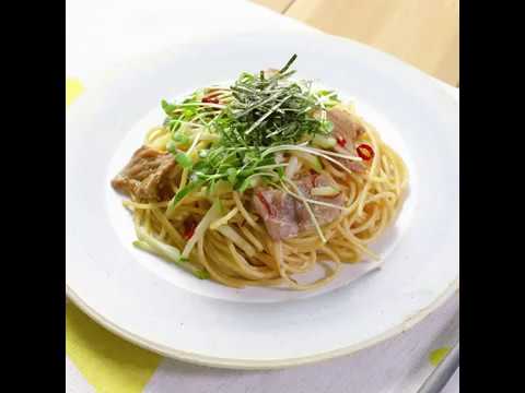 レアな食感を楽しむ　まぐろの和風パスタ