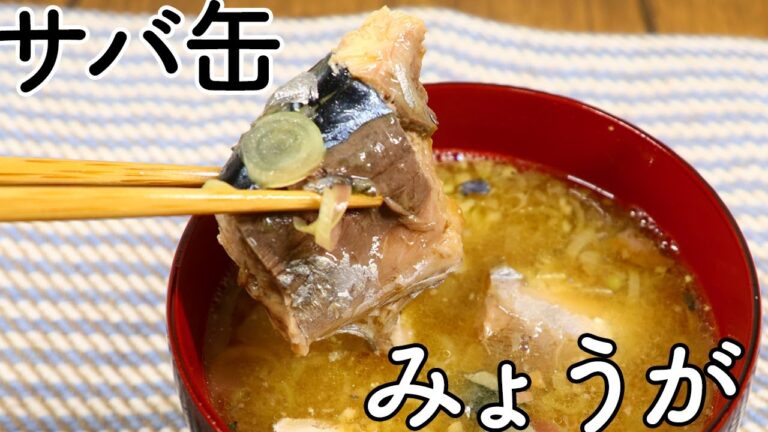 味噌汁 サバ缶にみょうがを加えたサッパリ美味しいけど簡単に作れる味噌汁！【びぎなーずミソすーぷ】