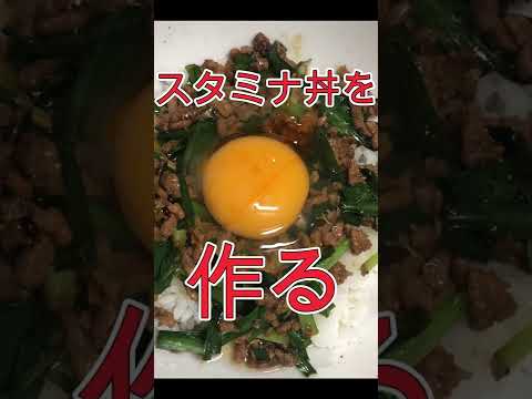 【スタミナ丼】一般男性が作るニラとひき肉のスタミナ丼 #shorts