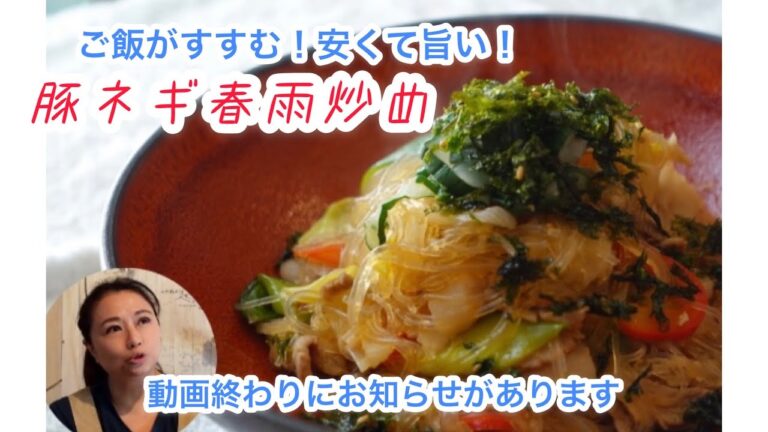 【やみつき】の逸品！【100本目のメニュー】も安くて早くて旨い！豚ネギ【春雨炒め】です