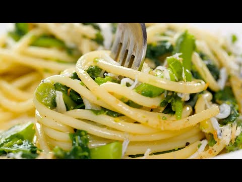 うますぎて恐縮です。パン粉と菜の花としらすのスパゲッティ【 料理レシピ 】