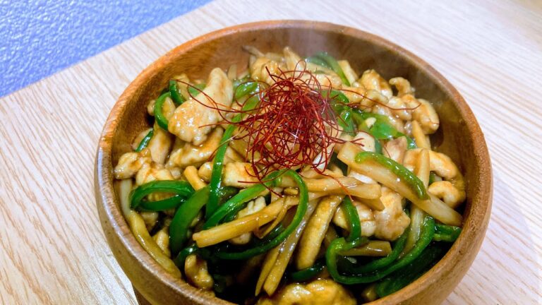 鶏ささみを使ってチンジャオロース作ってみた。