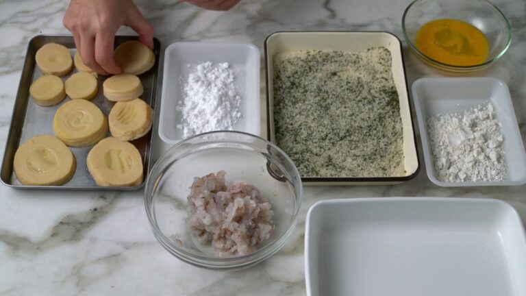 「たけのこのえびはさみ揚げ」の作り方