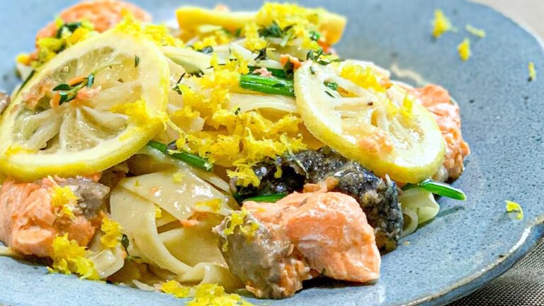 【塩鮭のレモンバター フェットチーネ】プロが作るレモンバターパスタのレシピ【レモンバタースパゲッティ】