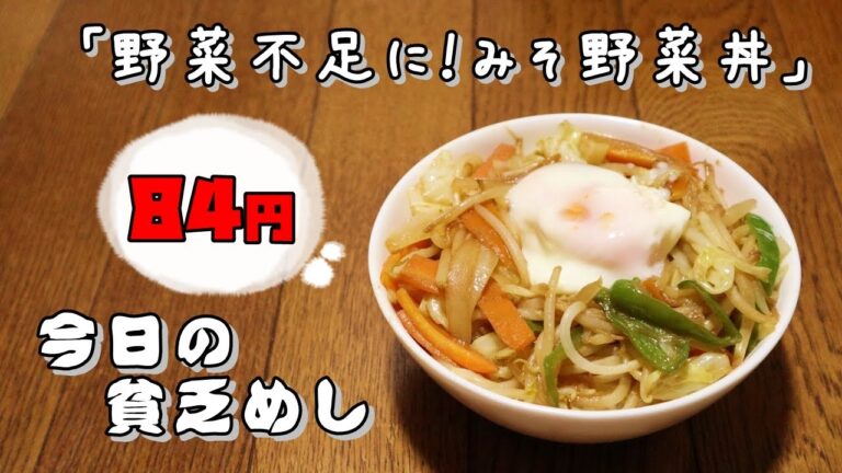 今日の貧乏めし　野菜不足に！みそ野菜丼　84円　【貧乏飯、貧乏料理レシピ】