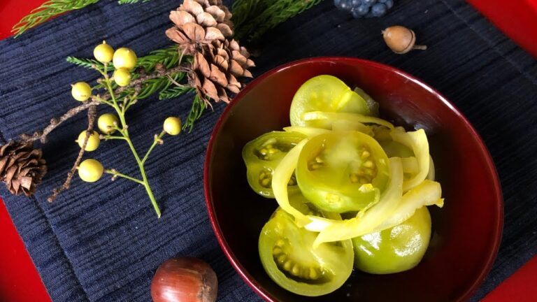 田舎の母さんが作り置きする【青トマトの甘酢漬け】🍁カレー風味⏰3日半🍂紅葉＆お弁当作り