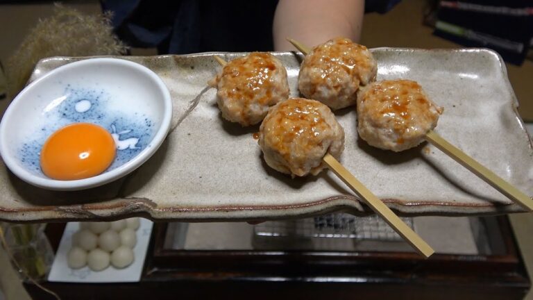 月見つくね -TSUKUNE (Chicken meatballs)-Japanese food【江戸長火鉢　140杯目】