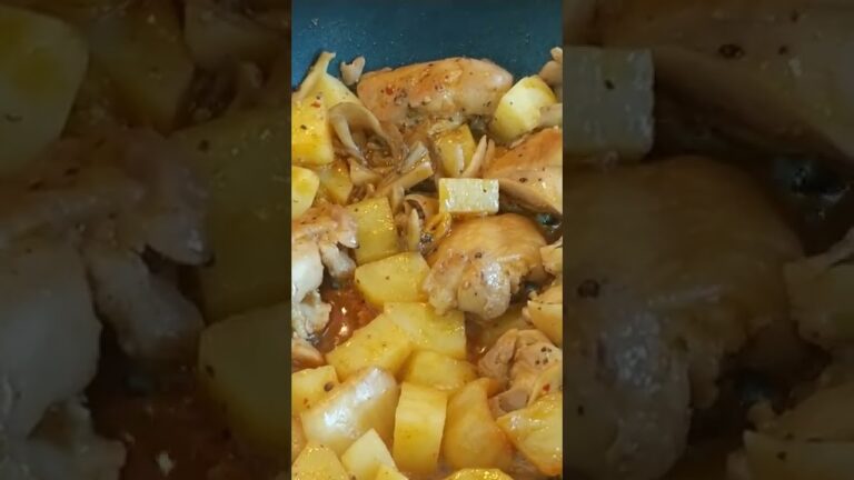 鶏肉とじゃがいもと舞茸の炒め物