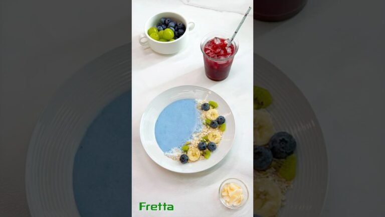 🫐🍌 Blueberry Banana Yogurt Bow Recipe from Fretta 🥥 Easy, Refreshing, & Healthy! 🍃 #yogurt #juice