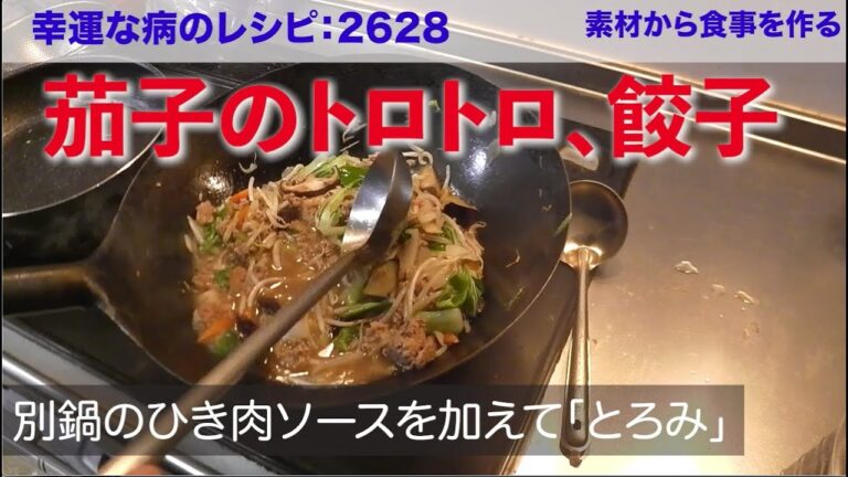 幸運な病のレシピ（ 2528 ）夜：茄子のトロトロ、餃子