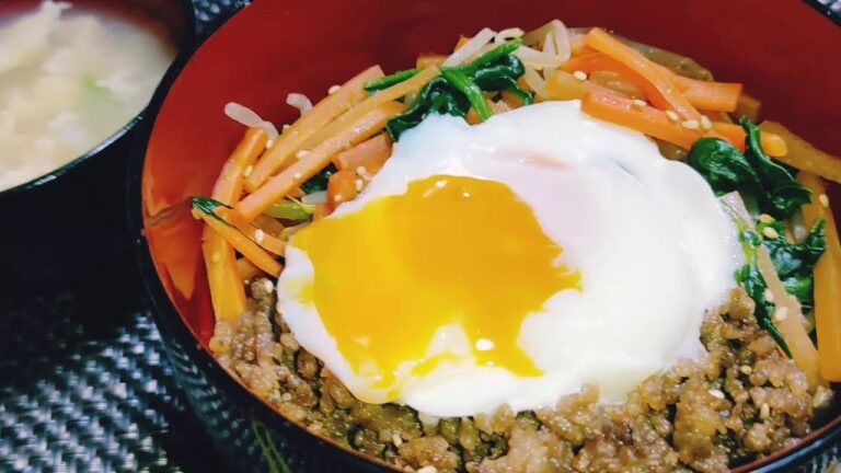 焼肉のたれで簡単ビビンバ Easy bibimbap using japanese yakiniku sauce