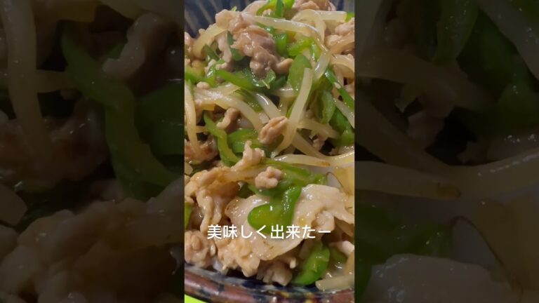 豚肉ピーマンもやしのあんかけご飯。