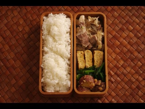Obento Making 20131114 （ 塩豚ときのこのねぎ塩焼き弁当）