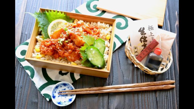【お弁当作り】エリンギチリソース弁当の作り方〜How to make Japanese vegan bento lunch box〜