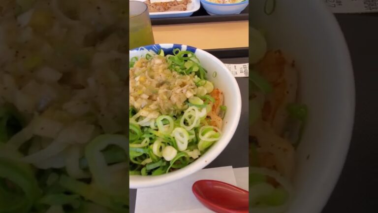 肉2枚ネギ塩豚焼肉丼(ライス大盛り) &ミニうどん 「松屋 鞍手PA下り線店」#후쿠오카 #福岡ランチ #japan #kyushu #fukuoka