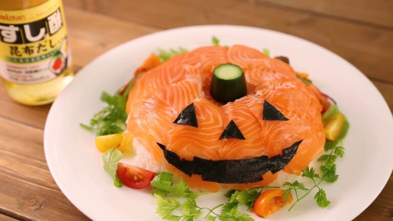 ハロウィンにぴったり♪サーモンのカンタンケーキすし　レシピ動画