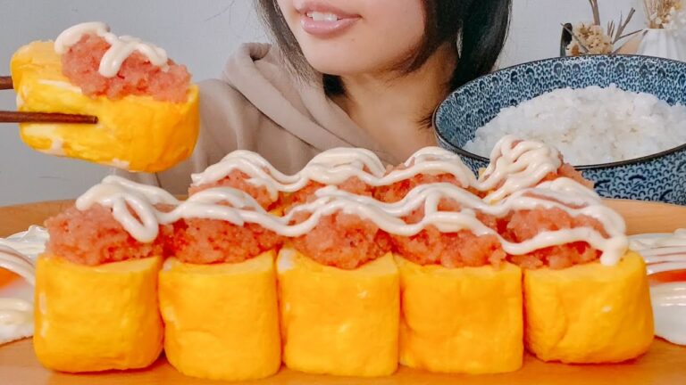 【咀嚼音】明太マヨのせ玉子焼き【ASMR /Eating Sounds】
