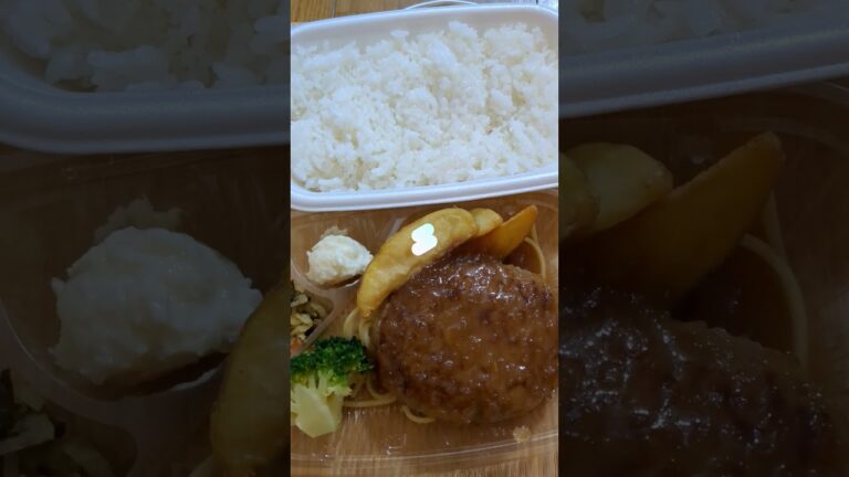 【新発売】ほっともっと和風オニオンソースハンバーグ弁当🍱絵画みたいな画像加工もしてみた！ #ほっともっと #和風オニオンソースハンバーグ #hamburg #画像加工 #shorts