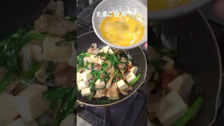 豚ニラ豆腐炒め