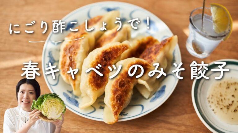 【春野菜たっぷり】春キャベツのみそ餃子のレシピ・作り方(黒酢もろみのにごり酢活用)