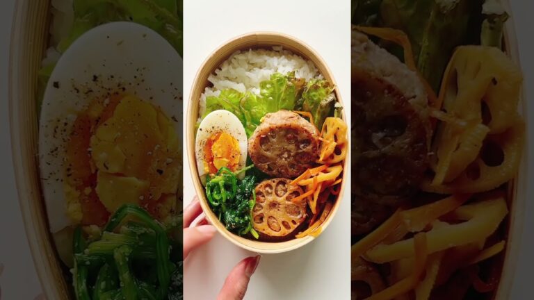 【れんこん挟み焼き弁当】#れんこん #蓮根 #お弁当の詰め方 #お弁当 #お弁当作り #お弁当記録 #曲げわっぱ弁当