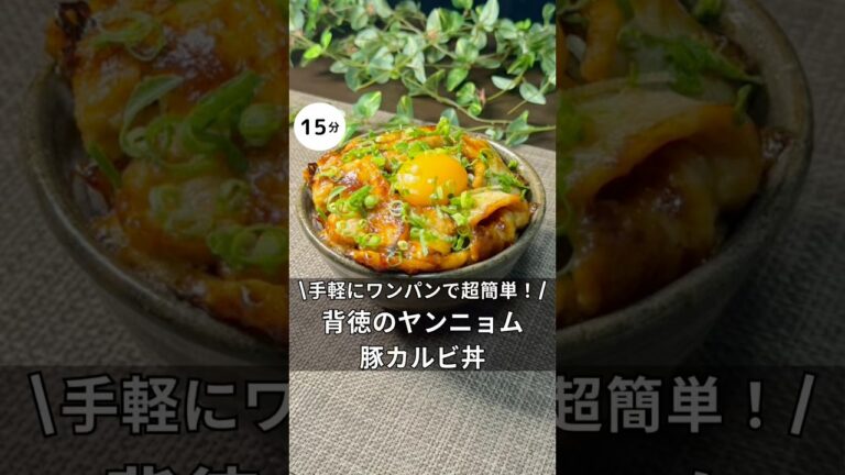手軽にワンパンで超簡単！背徳のヤンニョム豚カルビ丼　#料理 #独身 #簡単レシピ #カルビ　#アラサー #ワンパン