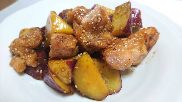 鶏とサツマイモのマヨ炒め【料理】