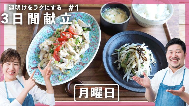 【買い物リスト付】明日の献立は鶏むねのたっぷりねぎだれがけ 、もやしときゅうりの中華塩昆和え！【月曜日】