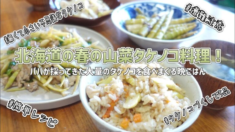 北海道の春の味覚！大量のタケノコで作るタケノコづくしの晩ごはん5品！【山菜採り/おうちごはん/タケノコレシピ】