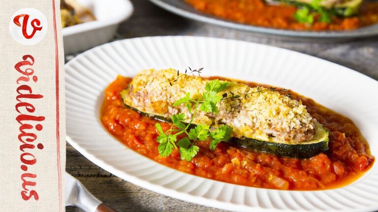 ひき肉をギュギュっと詰め込んだ「ズッキーニの詰め物 ローマ風」｜How to make Zucchini stuffing Roman style
