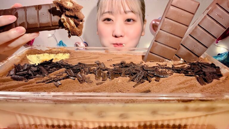 ASMR コストコのティラミス 板チョコアイスと Costco Tiramisu【日本語字幕】【咀嚼音/ Mukbang/ Eating Sounds】