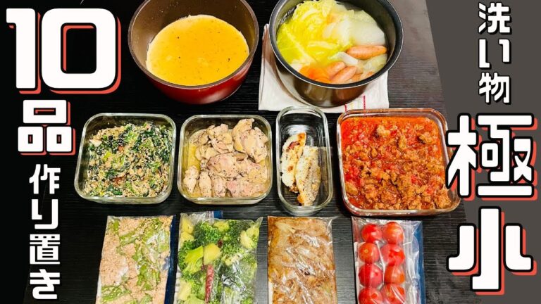【洗い物極小】作業時間1時間以内で1週間分10品作る！【作り置き実況：83】