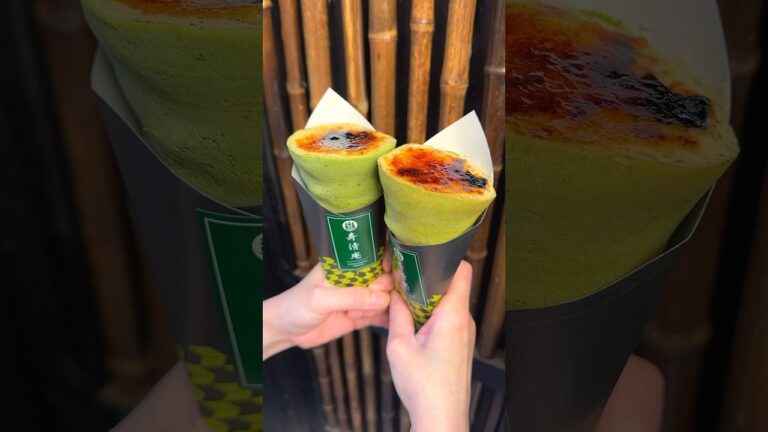 こだわりの抹茶生地と濃厚カスタードで作る抹茶クリームブリュレクレープ🍵 #東京グルメ