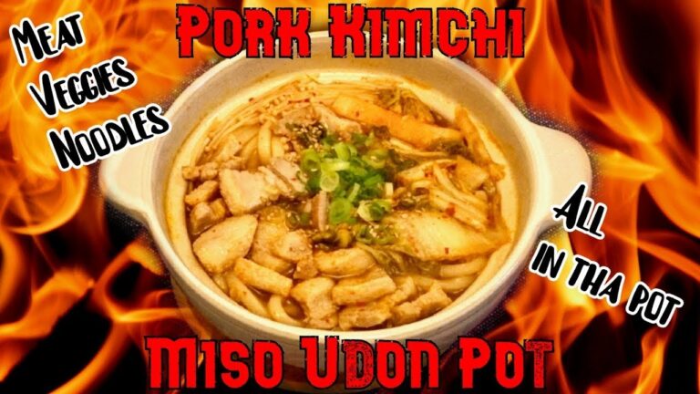 豚キムチ味噌うどんをアメリカの食材のみで作ったら激うまでした！ Pork Kimchi Miso Udon Pot you can make in the U.S.!