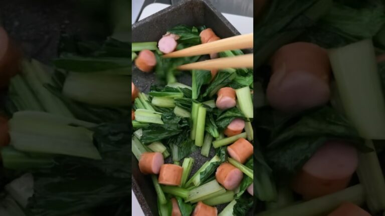 【お弁当のおかず】小松菜とウィンナーの麺つゆ炒め#shorts