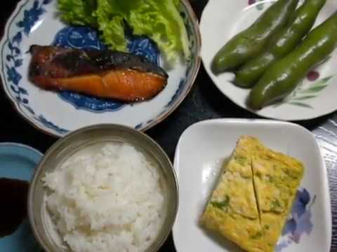 鮭の照り焼き♡あおさの卵焼き♡ゆで新豆