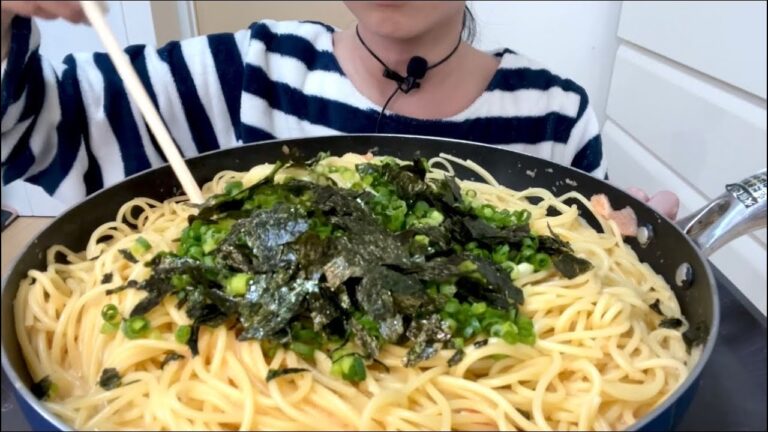 【ASMR、咀嚼音】Japanese Style Spicy pollack roe Pasta！和風明太子パスタ！