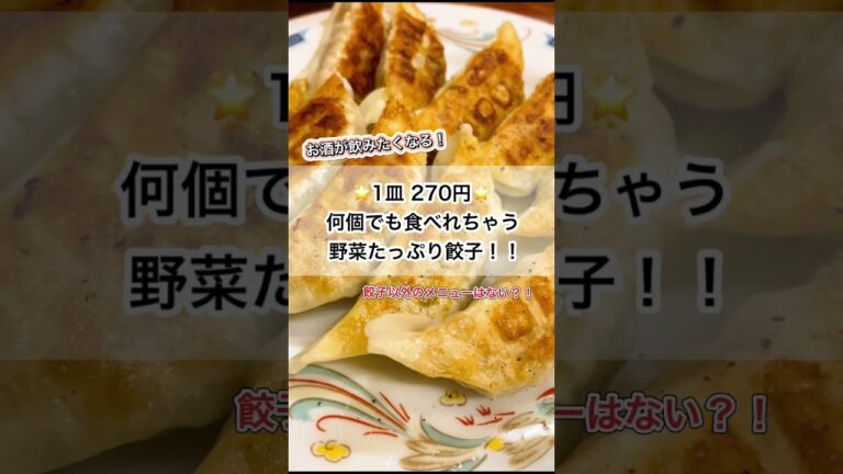 1皿270円！何個でも食べれちゃう野菜たっぷり餃子！