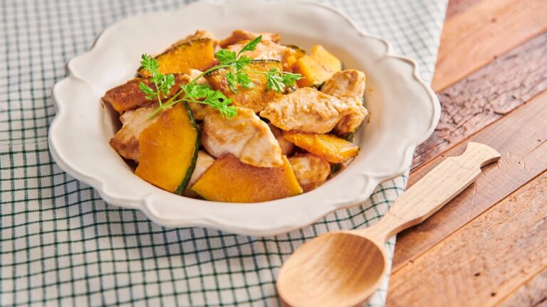 鶏むね肉とかぼちゃのピーナッツバター焼き