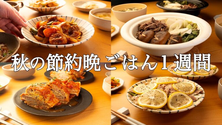 【1週間の秋晩ごはん】白菜まるまる使い切り！「献立考えるの疲れた…」を解決する秋の時短レシピ / まとめ買い🍁🍄