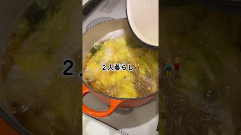 具材３つ！鶏と白菜のうまみ鍋🍲｜1ヶ月の食費が2万円くらいの二人暮らしの晩ごはん🍚｜アラフォー子なし夫婦の節約レシピ#shorts #料理 #cooking #自炊 #簡単レシピ #節約レシピ