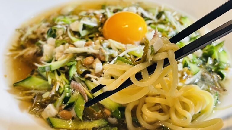 切って混ぜるだけ！【ネバネバぶっかけ冷やし麺】そば、うどん、ご飯にも合うNutritious cold noodles