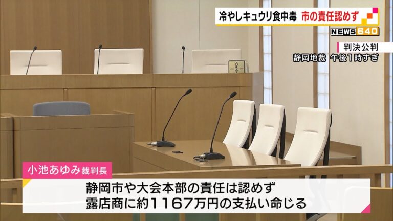 安倍川花火冷やしキュウリ食中毒訴訟　静岡市などの責任認めない判決