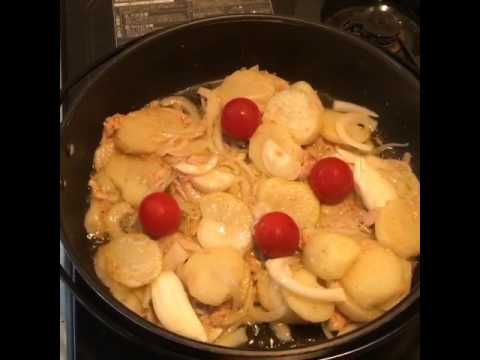 新じゃがとツナ＆トマトのオリーブ炒めです。