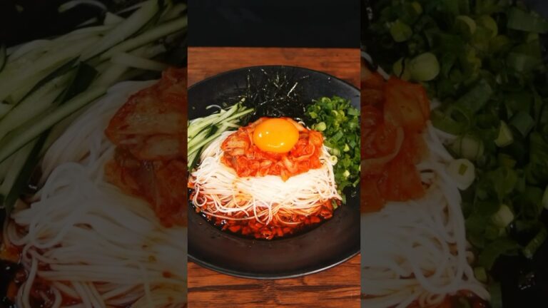Tiktokで1000万再生されてた韓国風ビビン冷やし麺が美味しすぎた🍜 Korean Style Bibim Noodles #簡単レシピ #asmr